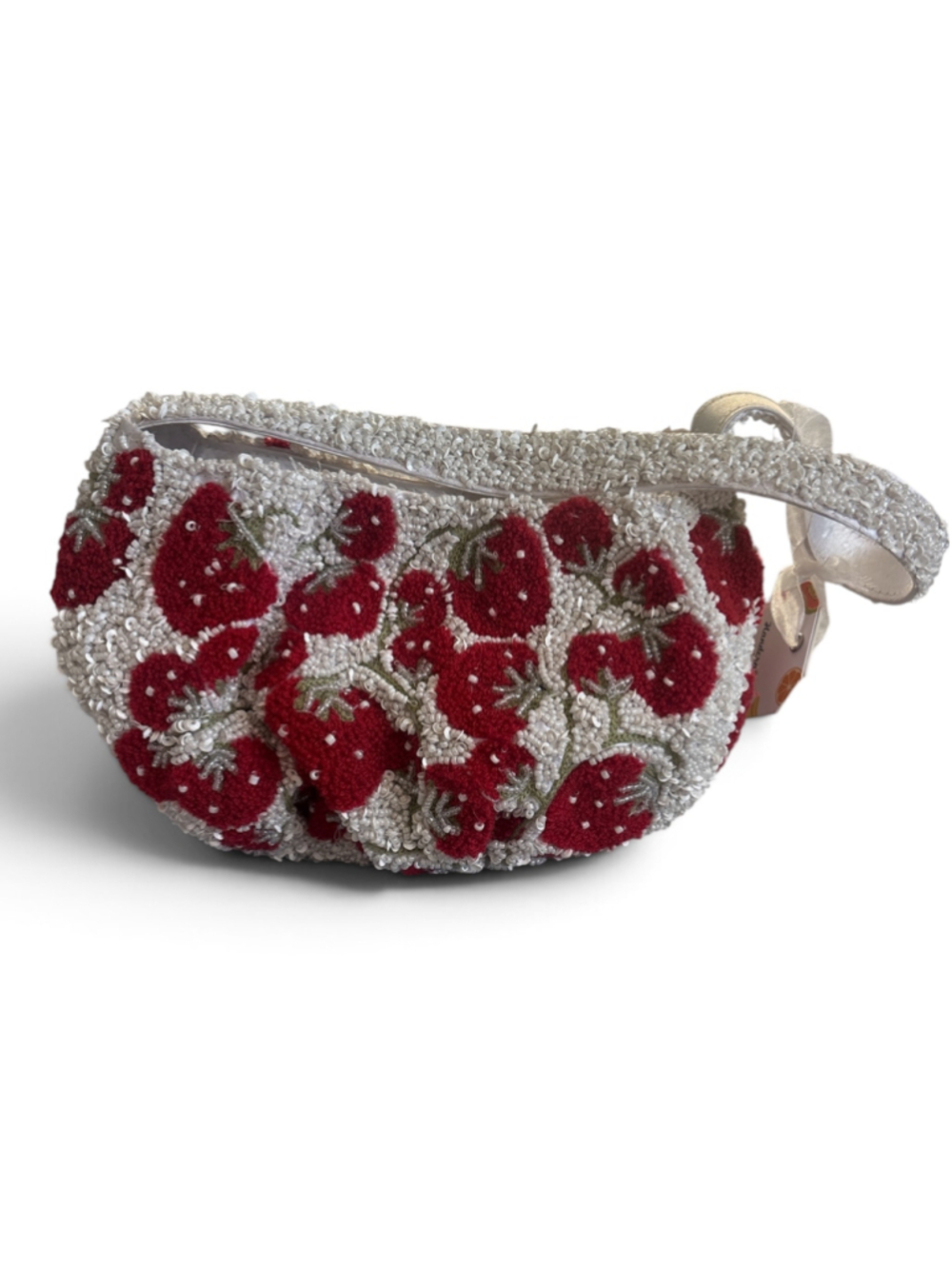 Beaded Strawberry Clutch One Size White Red